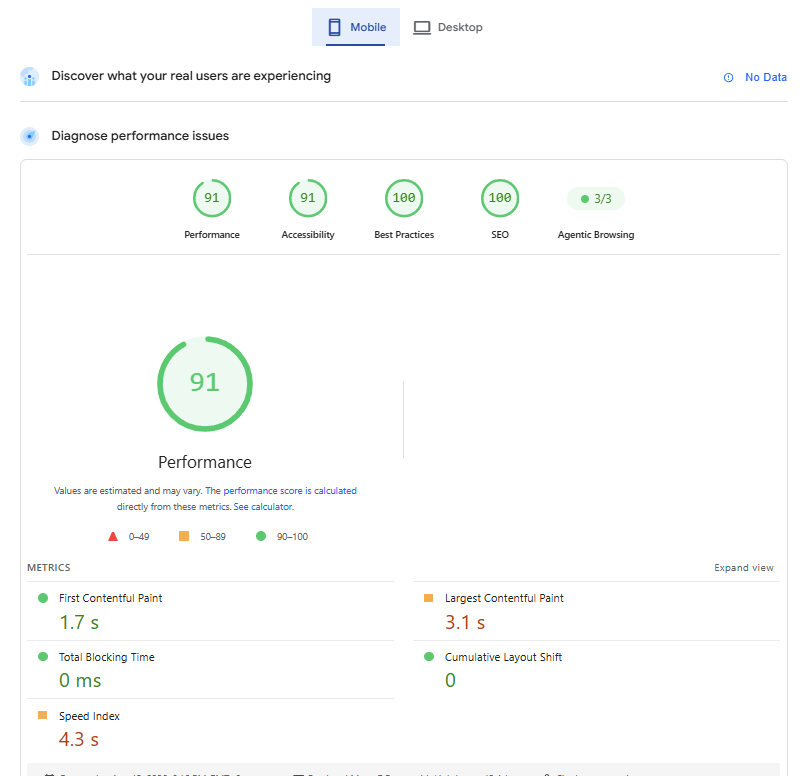 PageSpeed, mobile